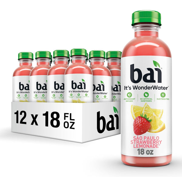 Bai Antioxidant Infused Water Beverage, So Paulo Strawberry Lemonade, with Vitamin C