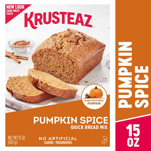 15 (Pack 2) Krusteaz Baking Mix, Pumpkin Spice Quick Bread Mix, Made with Real Pumpkin & No Artificial Flavors, Ounce