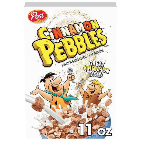 Post Cinnamon PEBBLES Breakfast Cereal for Kids, Gluten Free, Made with Sweetened