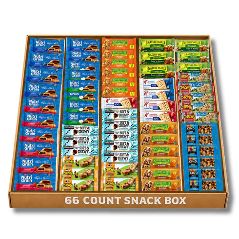 VARIETYBITES CO. Granola Bars Bulk Variety Pack 66 Count Individually Wrapped Healthy Snacks for