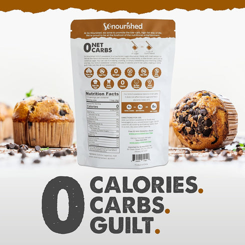 1:1 (1 So Nourished GOLD - Brown Sugar Alternative Substitute Sugar Replacement - Monk Fruit Erythritol Sweetener