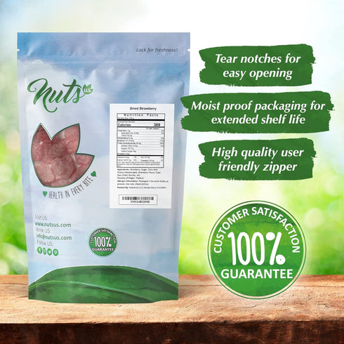 (1 LB) NUTS U.S. - Dried Whole Strawberries, Sweet, Dehydrated, NON-GMO Fruit Snacks In Resealable Bag!!!