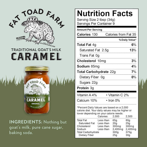 8 oz Fat Toad Farm Traditional Goats Milk Caramel Sauce/Cajeta, Original, Gluten Free, fl