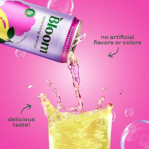 Pack 180mg 12oz 12 Pack Bloom Nutrition Sparkling Energy Drink - Variety - Natural Caffeine, Zero Sugar, Caffeine