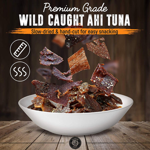 2oz, Omega-3s (Pack 2) Kaimana Wild-Caught Ahi Tuna Jerky - Peppered, Rich in & High in Protein, All-Natural & Organic