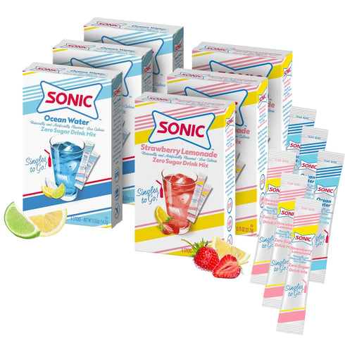 6 3 (18 Sonic Singles to Go Powdered Drink Mix, Ocean Water, Sticks per Box, Boxes included Sticks Total)