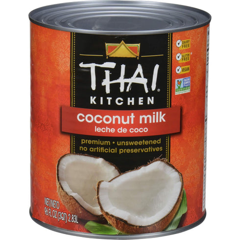 Thai Kitchen Coconut Milk, 96 fl oz - Unsweetened, Premium Dairy Free Coconut Milk for Vegan Curries, Sauces, and Soups