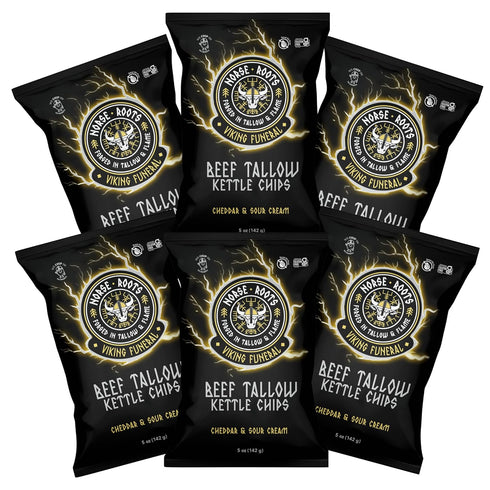 Norse Roots Beef Tallow Potato Chips Viking Funeral (Cheddar & Sour Cream)