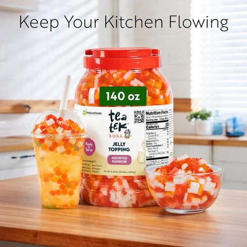 TEA TEK 8.48 1 Count Pound Jelly Jar Assorted Rainbow Edible Topping Jelly Jars - No Cooking Required, For Various