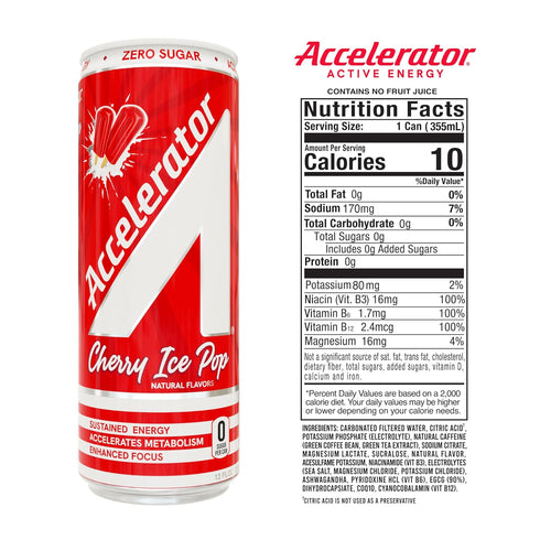 12 oz A SHOC Accelerator Cherry Ice Pop Energy Drink, fl can