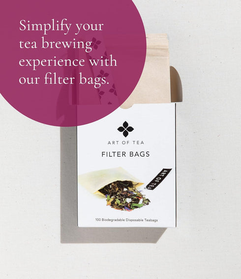 Art of Tea | Organic Green Pomegranate Tea | 50 Eco Friendly Pyramid Tea Bag Sachets