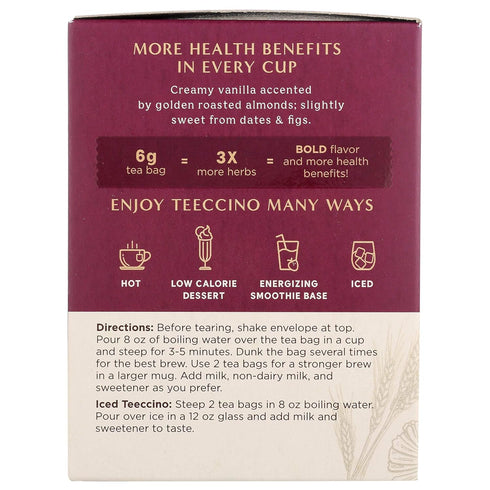Pack 10 (Pack 4) Teeccino Hazelnut & Vanilla Nut Herbal Tea Variety - Roasted Herbal Tea Thats Caffeine Free