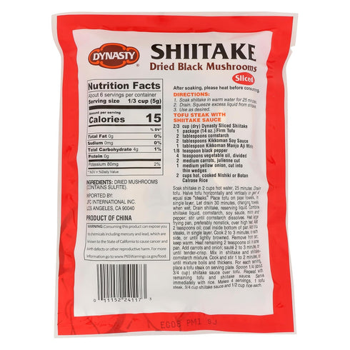 1 oz Dynasty Shiitake Sliced Mushrooms