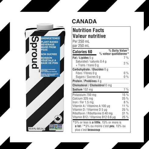 1 (Pack 6) SPROUD Dairy Free Milk UNSWEETENED Flavor, Vegan Milk with Plant-Based Pea Protein, Shelf Stable Non-GMO