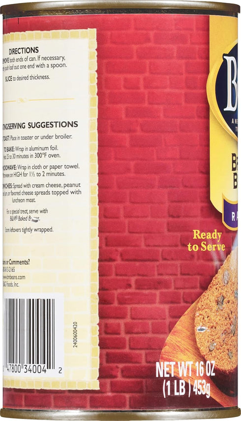 B&M 16 (Pack 12) Brown Bread, Raisin, Ounce