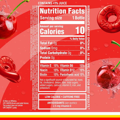 17 oz (Pack 12) Sparkling Ice LIFESAVERS Wild Cherry, Zero Sugar Flavored Sparkling Water, with Vitamins