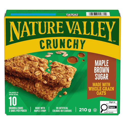 10 Count, 210g/7.4 oz., NATURE VALLEY Crunchy Maple Brown Sugar Granola Bars, {Imported from Canada}