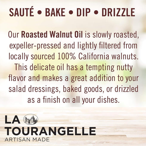 La Tourangelle Roasted Walnut Oil, Plant-Based Omega-3 Fatty Acid Source for Cooking, Baking, & Beauty, 25.4 Fl Oz