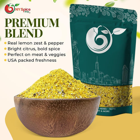 80 NY Spice Shop Lemon Pepper Seasoning - Ounce Zesty Lemon and Cracked Black Pepper Blend - All-Purpose Spice Mix