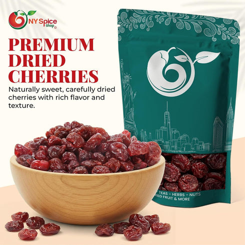 3 NY Spice Shop Whole Dried Cherries - Pound Tropical Sweet & Tart Cherry Fruit Snacking - Dried Fruit Slices