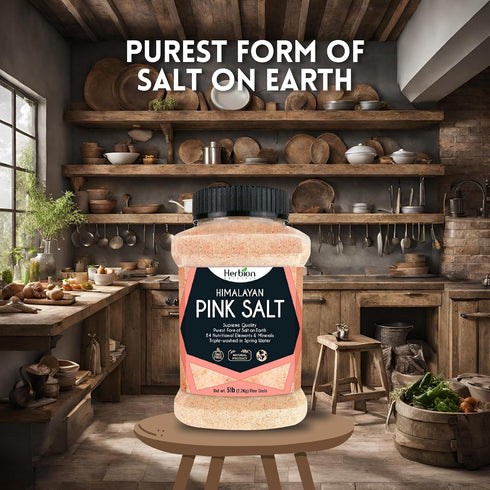 20 Lbs (Pack 4) Herbion Naturals Himalayan Pink Salt Jar Fine Grain, GMO Free, Supreme Quality Chemical Free, Vegan