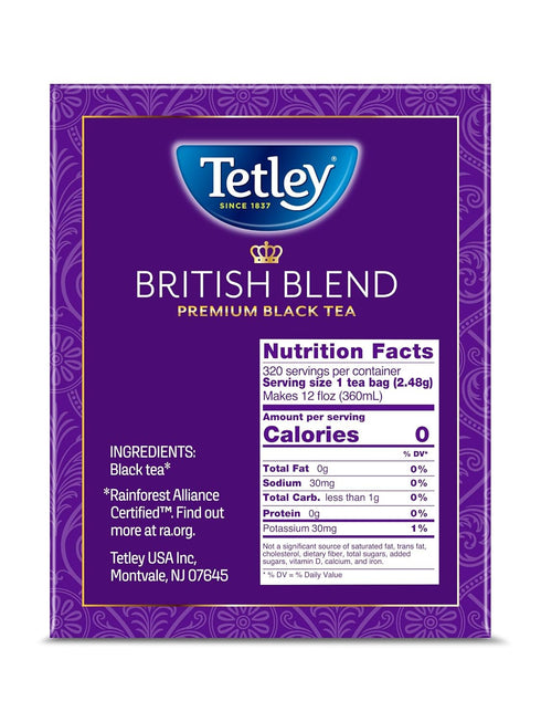320 Tetley British Blend Premium Black Tea, Teabags, Rainforest Alliance Certified