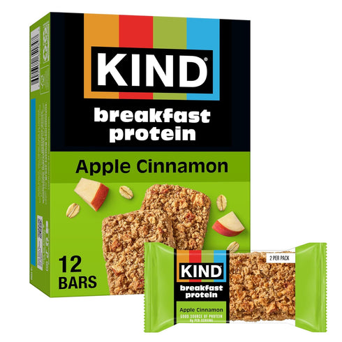 KIND Breakfast Protein Bars, Apple Cinnamon, Gluten Free, Low Sodium, Healthy Snacks,
