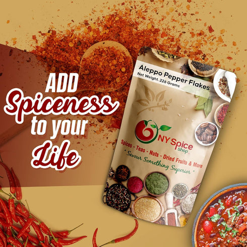 NY SPICE SHOP Aleppo Pepper Flakes - 8 Ounce Crushed Turkish Chili Pepper, Unique Seasoning for Mediterranean Cuisine