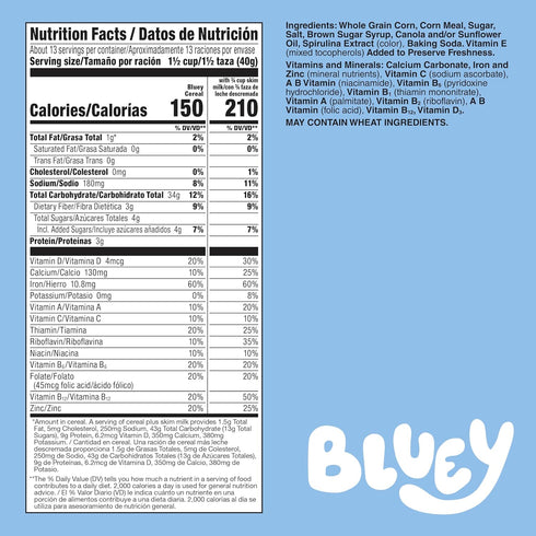 General Mills 18 oz Bluey Cereal, Crispy Corn Cereal Puffs, Made with Whole Grain, Family Size