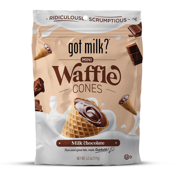 got milk? Mini Waffle Cones, Milk Chocolate, 4.24 Oz. / 119g Resealable