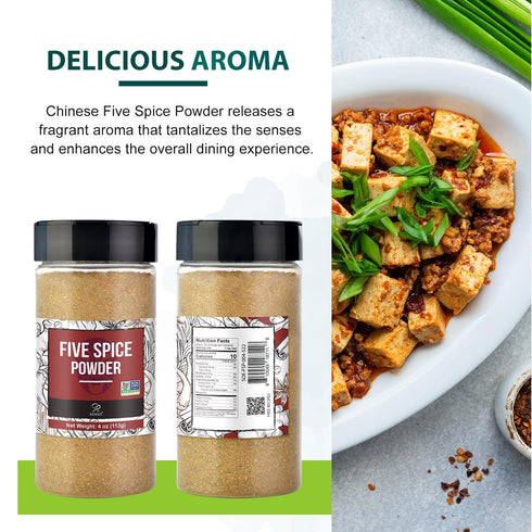 Soeos Chinese Five Spice - 4 Ounce Non-GMO Five Spice Powder, Chinese Seasoning, No Preservatives