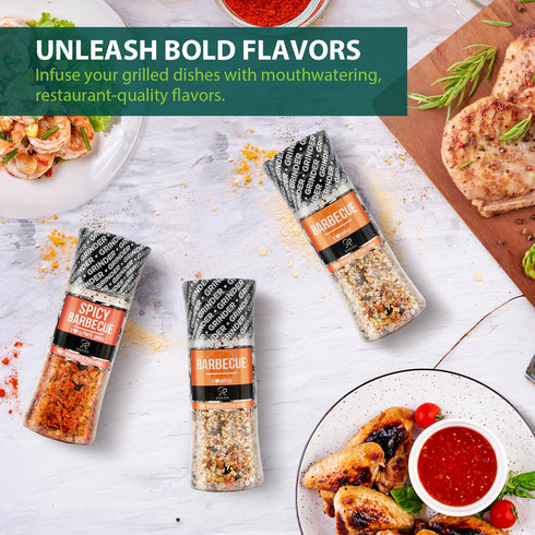 Set 3, 5.2oz(146g), Set, Set, Soeos Spice Seasoning of With Integrated Grinders, Salt and Pepper Grinder Pure and Fresh