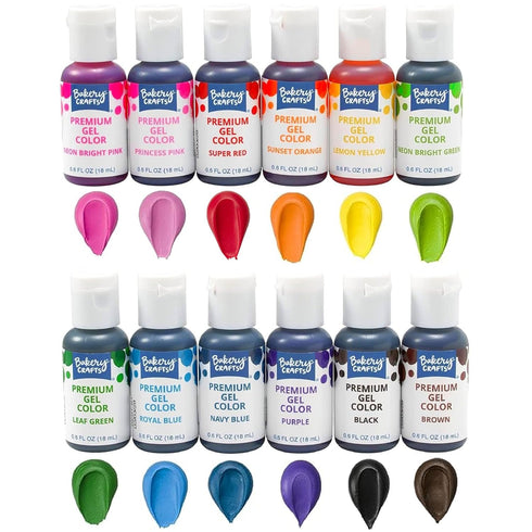 Bakery Crafts Premium Gel Food Coloring 12 Bottle Assortment, 7.2 Fl Oz,