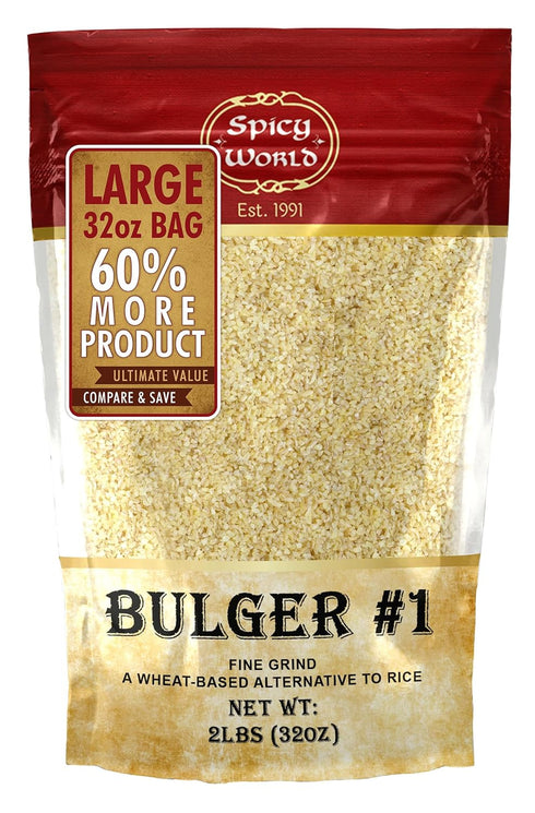 Spicy World Bulgur Cracked Wheat Fine #1, 2 LB Bag (32oz) | USA Grown