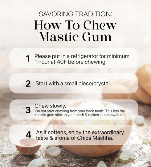 Cerez Pazari Natural Mastic Gum - 0.88 oz (25g) Greek Chios Pure Resin, Sugarless Vegan Gum Made from Mastiha Trees