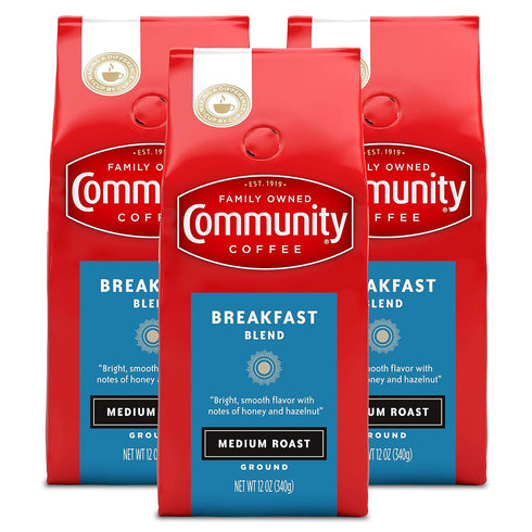 Community Coffee Breakfast Blend 36 Ounce, Medium Roast Ground Coffee, 12 Ounce