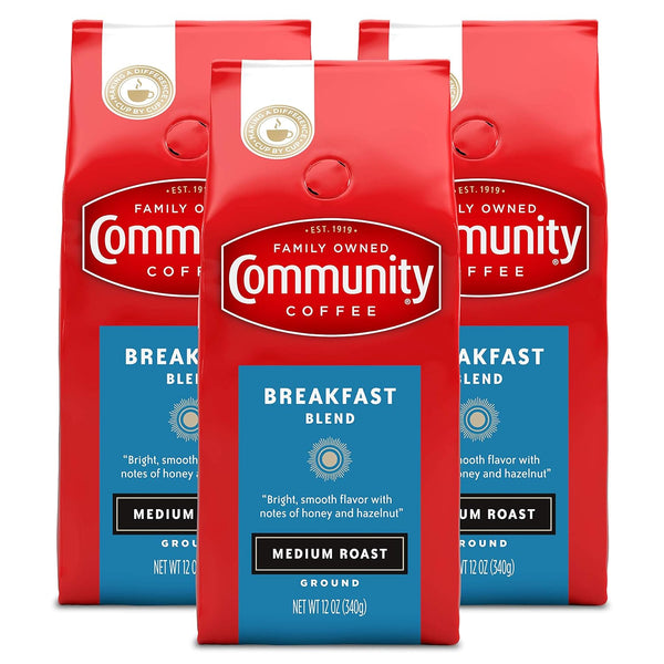 Community Coffee Breakfast Blend 36 Ounce, Medium Roast Ground Coffee, 12 Ounce