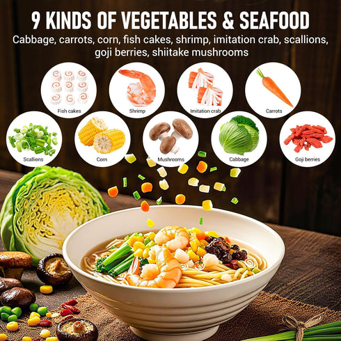 Oryvox 100% 14oz Dried Ramen Toppings-Dehydrated Vegetables & Seafood Mix Instant Ramen Toppings Natural, Resealable