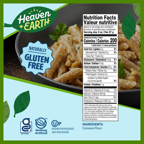8oz (3 Pack) Heaven & Earth Grain Free Pasta, Cassava Penne Pasta, | Paleo Pasta | Vegan | Certified Gluten Free |