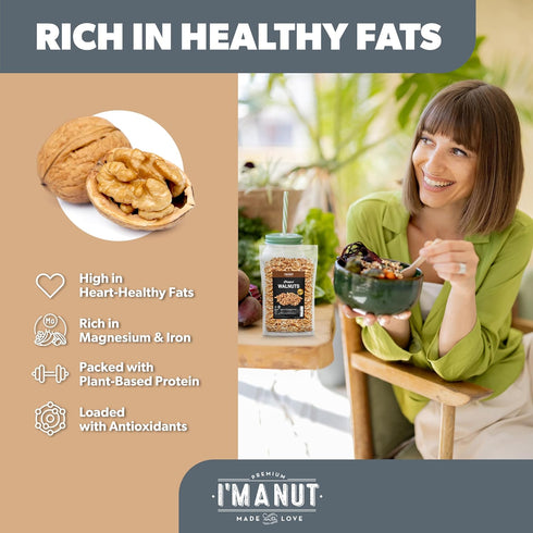 16oz (1 lb) 100% Premium Raw Chopped Walnuts - Natural, No-PPO, Non-GMO, Batch-Tested Gluten & Peanut Free, Kosher