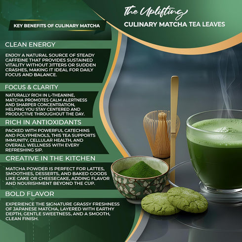 GOLDEN HERBS (30 Culinary Grade Matcha Organic Japanese Green Tea Powder for Lattes, Smoothies & Baking Vibrant Green