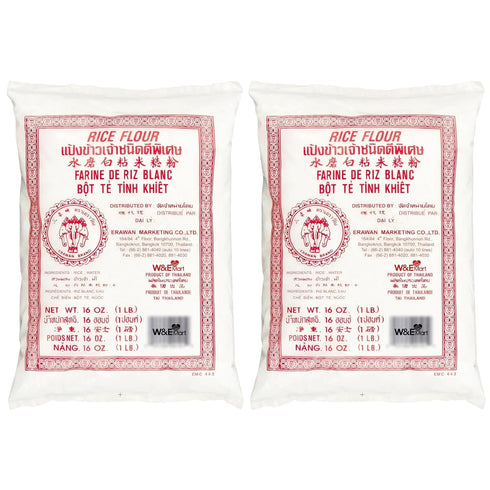 W&E Mart Thai Rice Flour 16 oz (Basic), 1 LB Pack of 2, Thailand