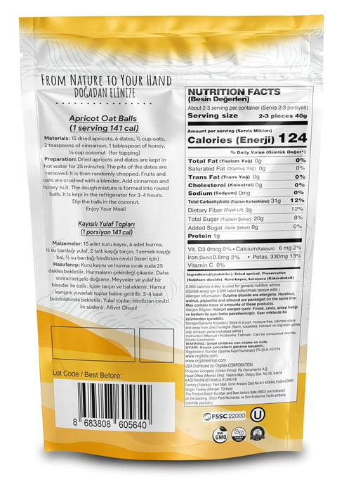 Pack, 8 Oz (Pack 1) Orgibite Natural Dried Yellow Apricots | Organic Vitamin-Rich Dried Fruit | Fruit Snack for Kids
