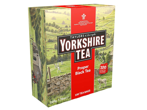 100 Count (Pack 1), 100 Yorkshire Tea, Red, Black Tea, String and Tagged Bags, of Refreshing, Satisfying, and Strong