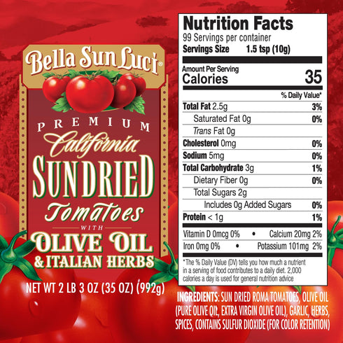 35 oz Bella Sun Luci Sun Dried Tomatoes Halves in Olive Oil
