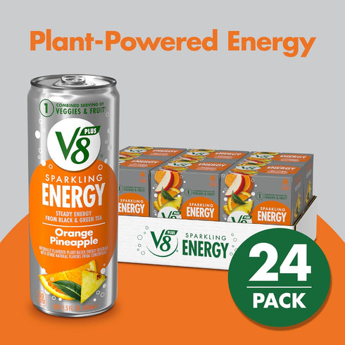V8 +ENERGY 11.5 oz (24 Pack) Sparkling Orange Pineapple Juice Energy Drink, fl Can