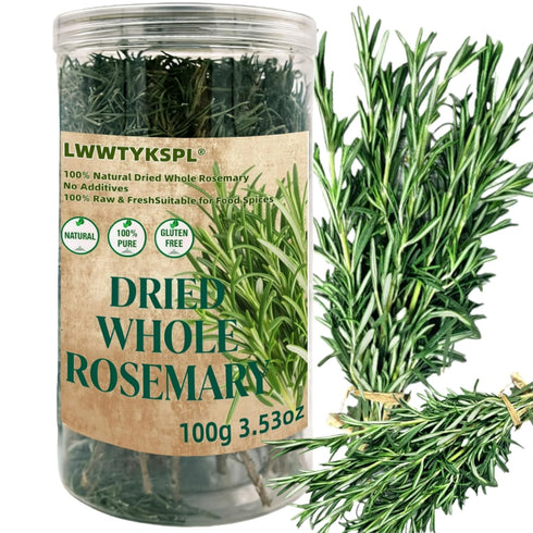LWWTYKSPL 3.53oz Premium Rosemary Sprigs, 100g | All-Natural, Non-GMO for Cooking, Baking, Tea