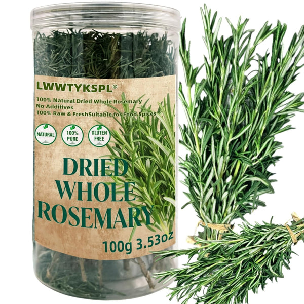 LWWTYKSPL 3.53oz Premium Rosemary Sprigs, 100g | All-Natural, Non-GMO for Cooking, Baking, Tea