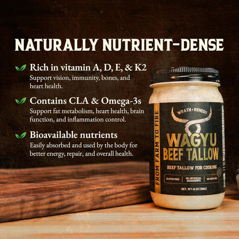 (14 oz) 100% ~400F) Wagyu Beef Tallow for Cooking US-Made, Pure Wagyu Tallow, Rich Umami Flavor Premium Beef Tallow