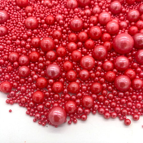 Weraru Edible Red Pearl Sugar Sprinkles, 130g/4.58oz - Baking Edible Cake Decorations for Cupcake Toppers, Celebrations